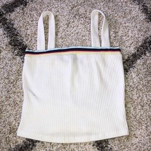 Forever 21 Rainbow Band Ribbed Crop Tank